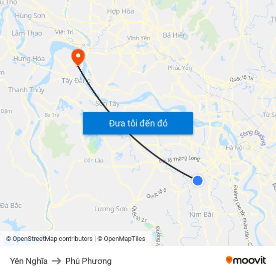 Yên Nghĩa to Phú Phương map