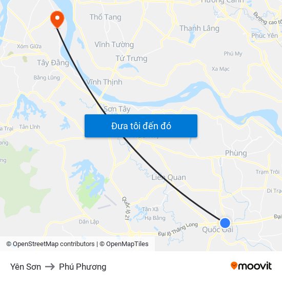 Yên Sơn to Phú Phương map