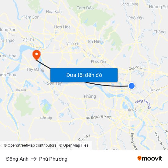 Đông Anh to Phú Phương map