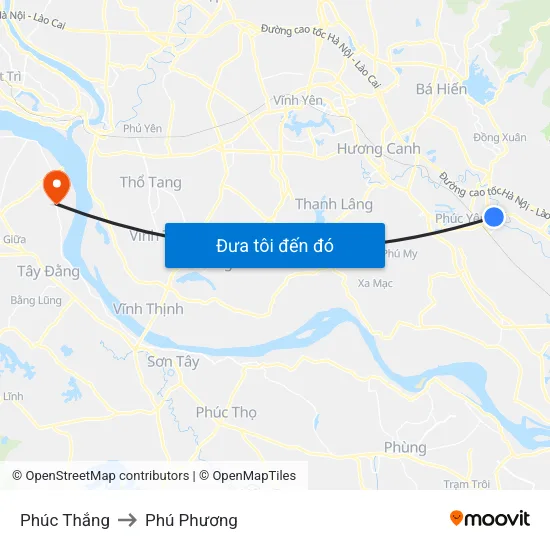 Phúc Thắng to Phú Phương map