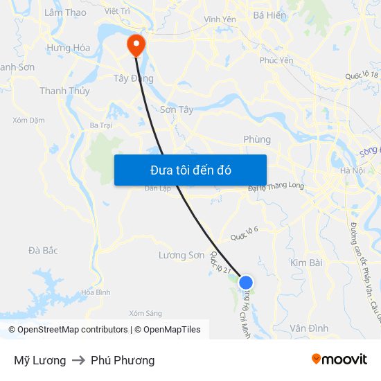 Mỹ Lương to Phú Phương map