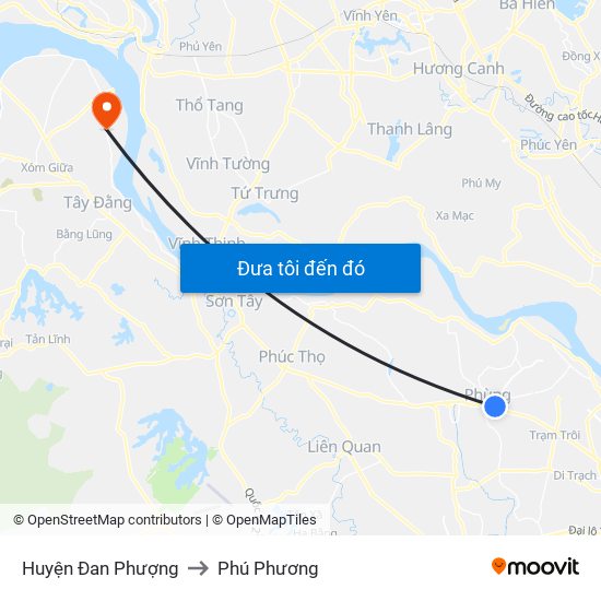 Huyện Đan Phượng to Phú Phương map