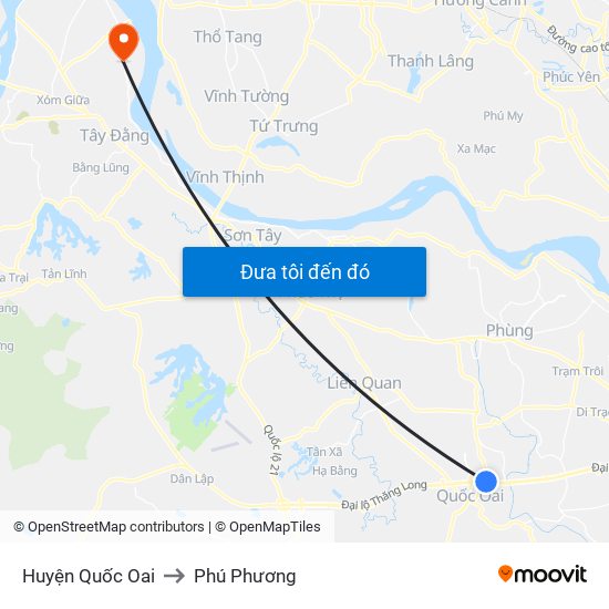 Huyện Quốc Oai to Phú Phương map