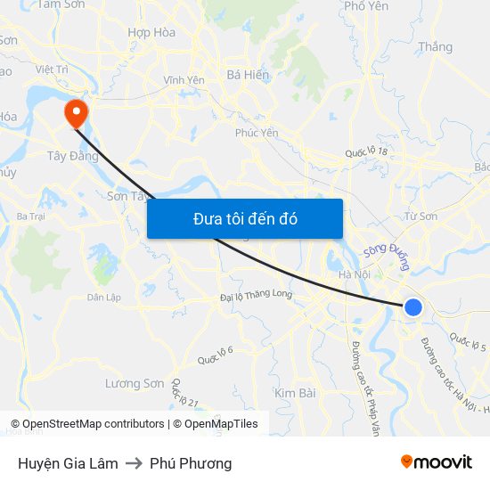 Huyện Gia Lâm to Phú Phương map