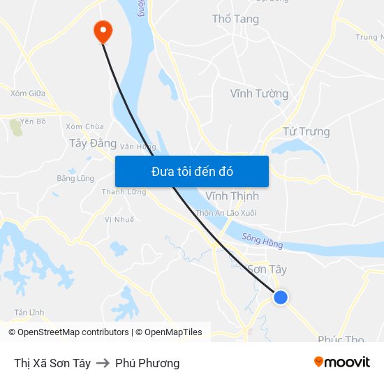 Thị Xã Sơn Tây to Phú Phương map