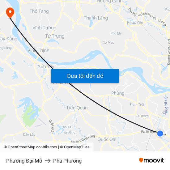 Phường Đại Mỗ to Phú Phương map