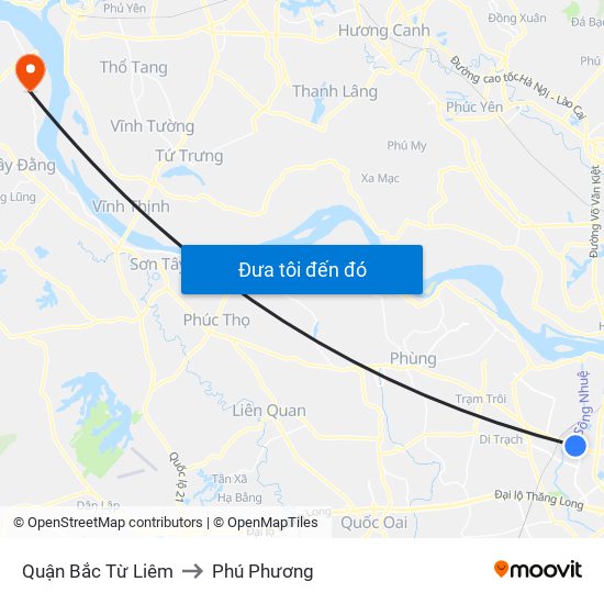 Quận Bắc Từ Liêm to Phú Phương map