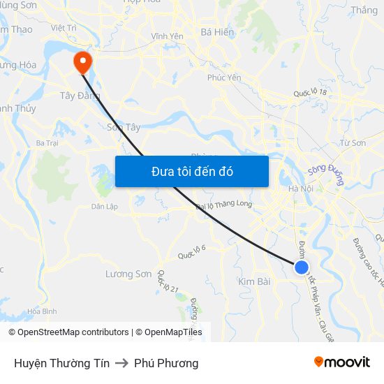 Huyện Thường Tín to Phú Phương map