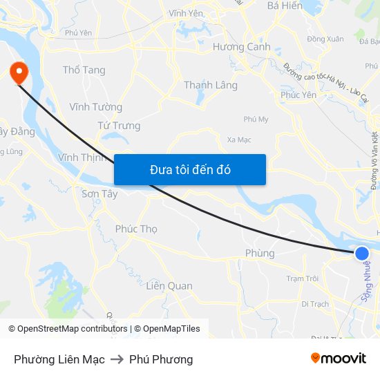 Phường Liên Mạc to Phú Phương map