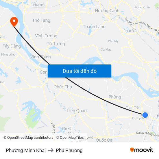 Phường Minh Khai to Phú Phương map