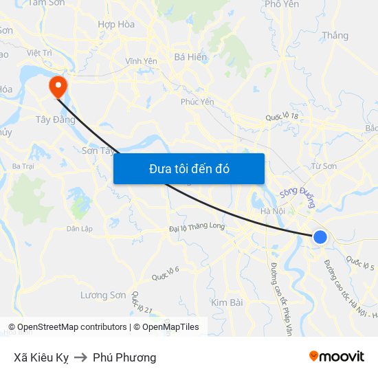 Xã Kiêu Kỵ to Phú Phương map