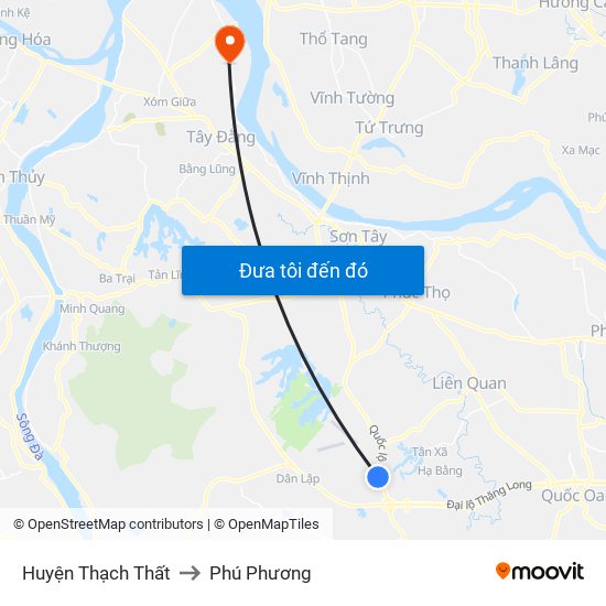 Huyện Thạch Thất to Phú Phương map