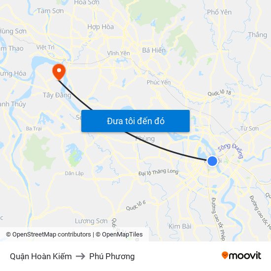 Quận Hoàn Kiếm to Phú Phương map