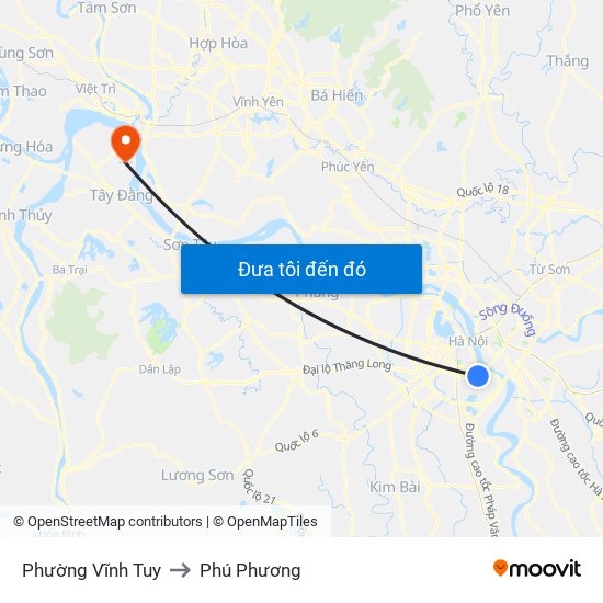 Phường Vĩnh Tuy to Phú Phương map