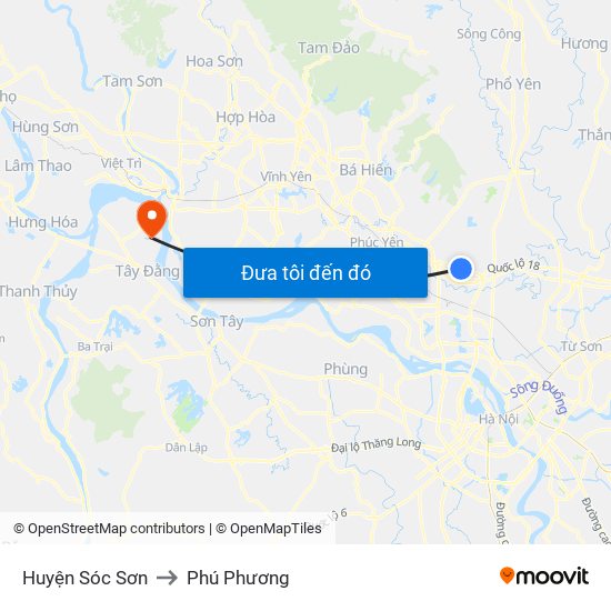 Huyện Sóc Sơn to Phú Phương map