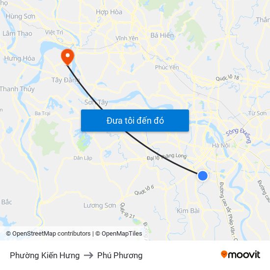 Phường Kiến Hưng to Phú Phương map