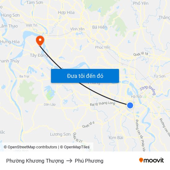 Phường Khương Thượng to Phú Phương map