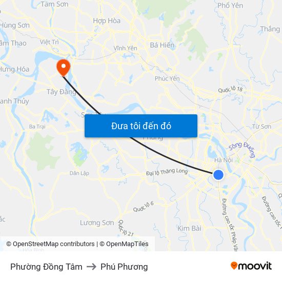 Phường Đồng Tâm to Phú Phương map