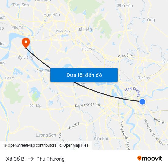 Xã Cổ Bi to Phú Phương map