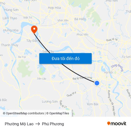 Phường Mộ Lao to Phú Phương map