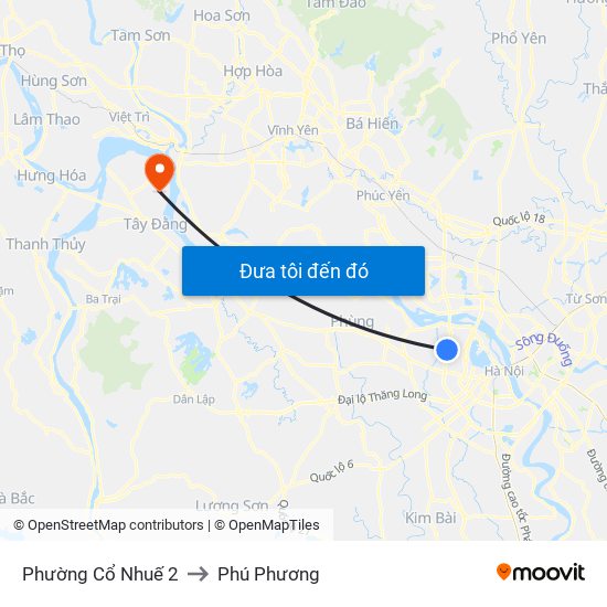 Phường Cổ Nhuế 2 to Phú Phương map