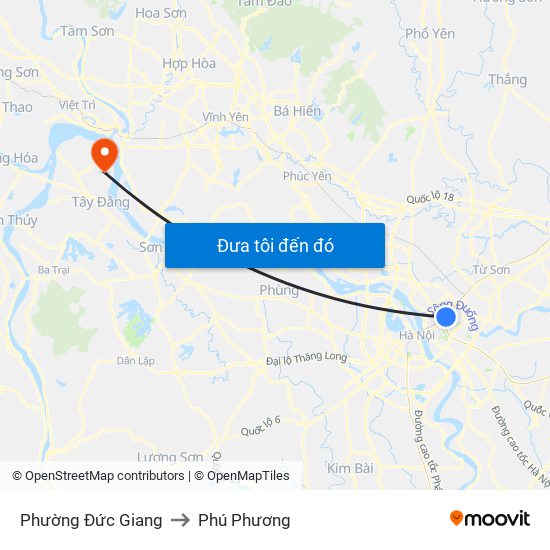 Phường Đức Giang to Phú Phương map