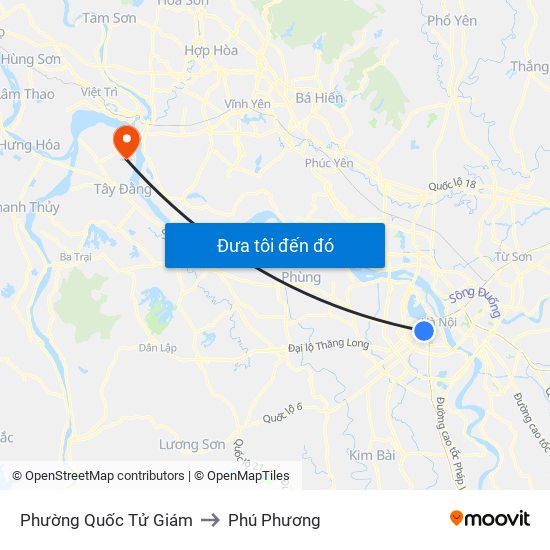 Phường Quốc Tử Giám to Phú Phương map