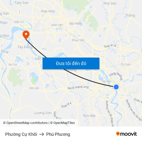 Phường Cự Khối to Phú Phương map