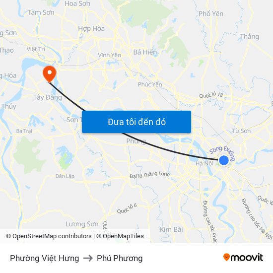 Phường Việt Hưng to Phú Phương map