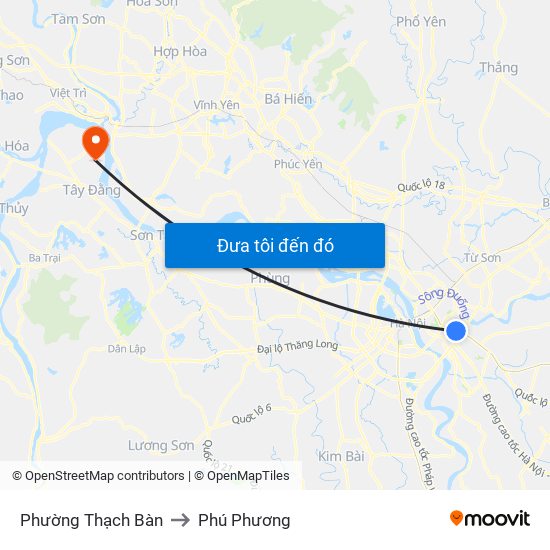 Phường Thạch Bàn to Phú Phương map