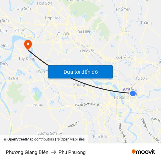 Phường Giang Biên to Phú Phương map