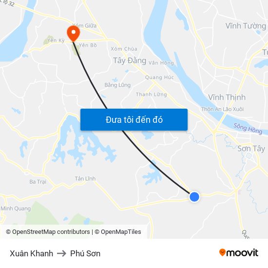 Xuân Khanh to Phú Sơn map