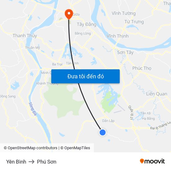 Yên Bình to Phú Sơn map