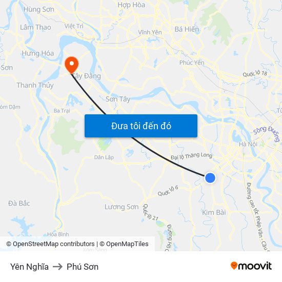 Yên Nghĩa to Phú Sơn map