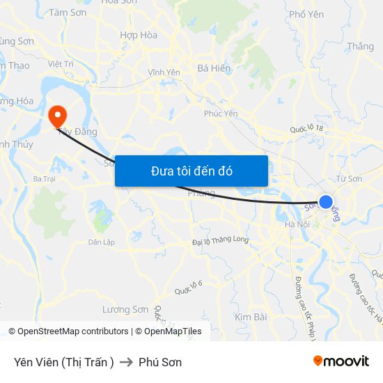 Yên Viên (Thị Trấn ) to Phú Sơn map