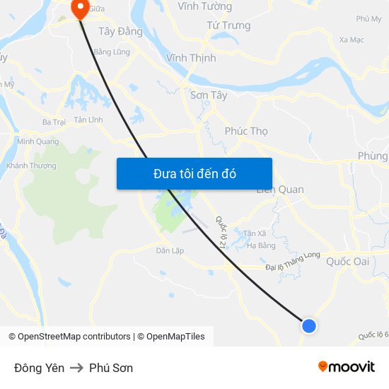 Đông Yên to Phú Sơn map