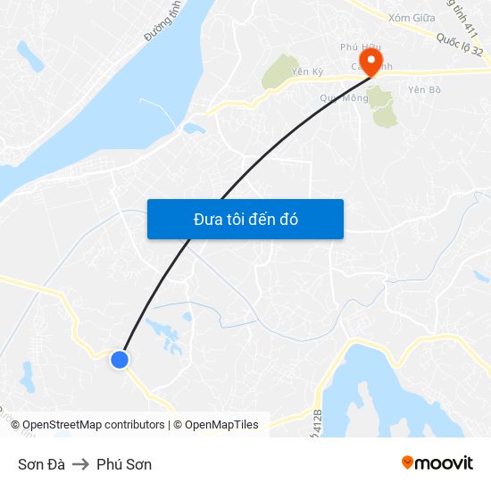 Sơn Đà to Phú Sơn map