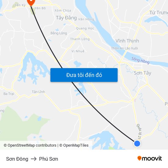 Sơn Đông to Phú Sơn map