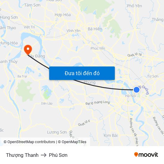 Thượng Thanh to Phú Sơn map