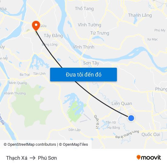 Thạch Xá to Phú Sơn map