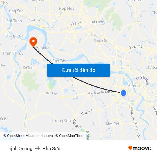 Thịnh Quang to Phú Sơn map