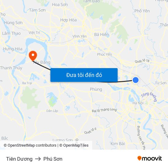 Tiên Dương to Phú Sơn map