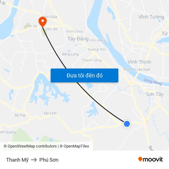 Thanh Mỹ to Phú Sơn map