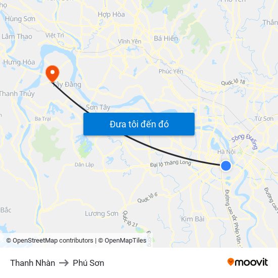 Thanh Nhàn to Phú Sơn map