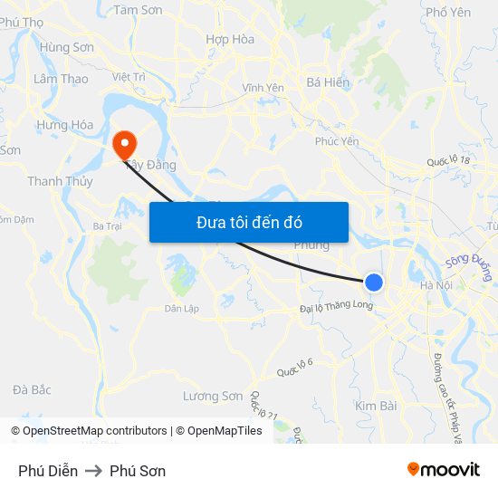 Phú Diễn to Phú Sơn map