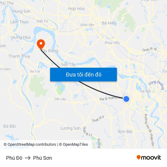 Phú Đô to Phú Sơn map