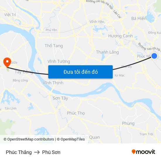 Phúc Thắng to Phú Sơn map