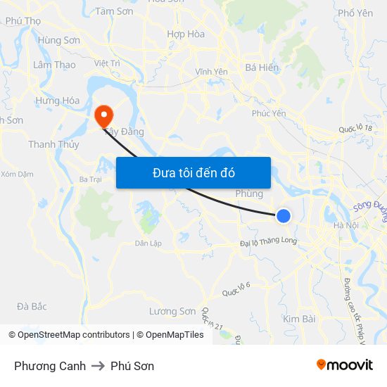 Phương Canh to Phú Sơn map