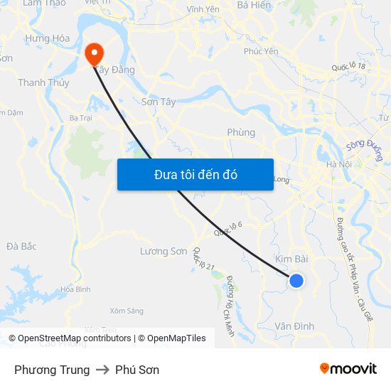 Phương Trung to Phú Sơn map