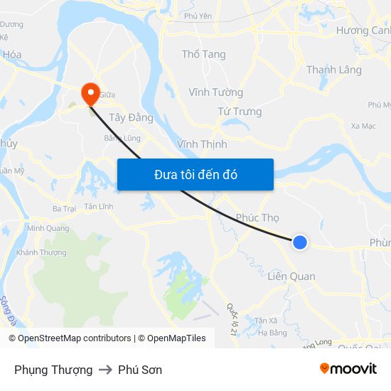 Phụng Thượng to Phú Sơn map